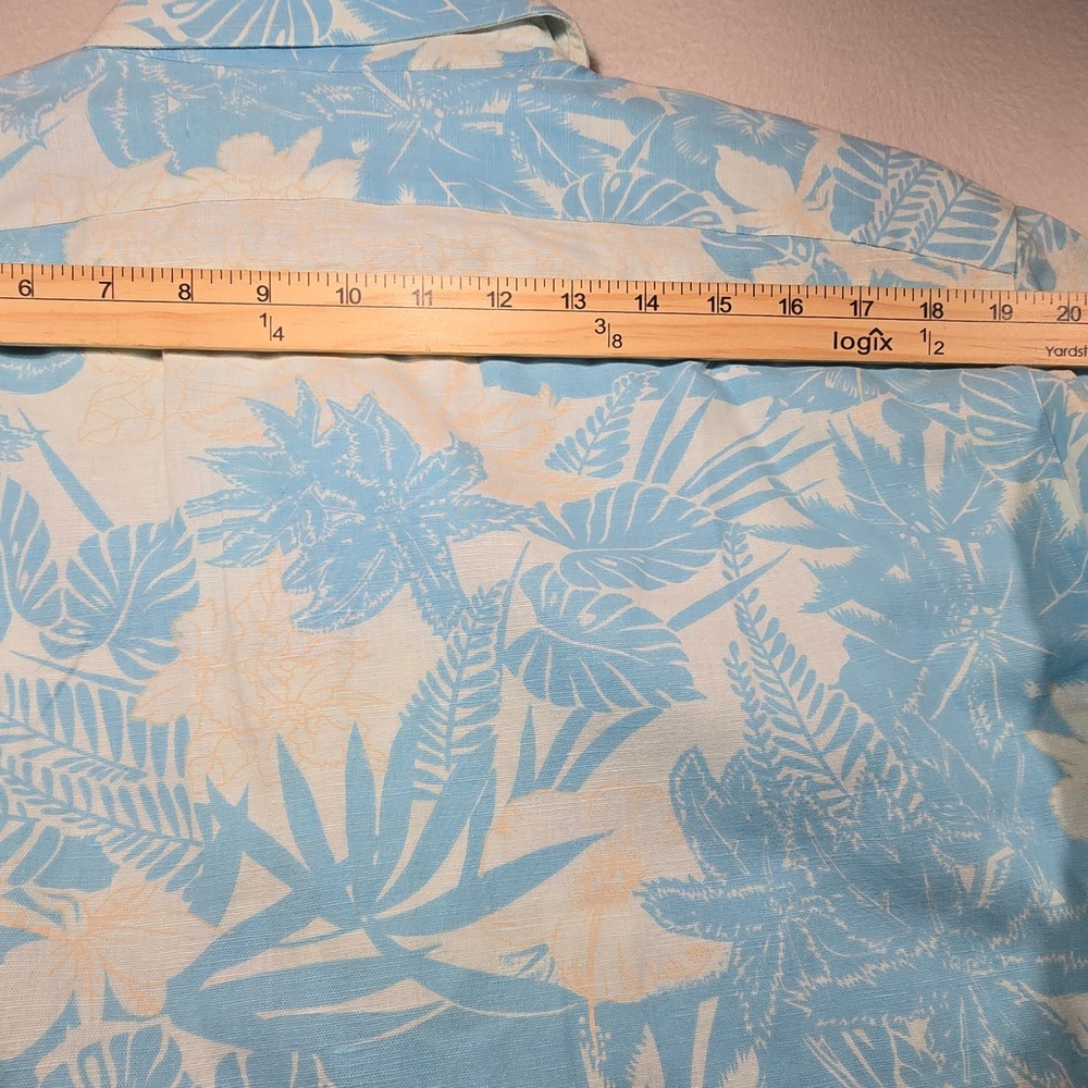 Daniel Cremieux Collection Mens XL Linen Cotton Tropical Floral Shirt Blue L/S - Picture 8 of 8